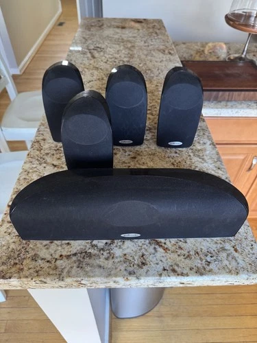 Polk Audio TL-1 Set of 4 Satellite Speakers and 1 Center Channel Black