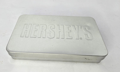 Hershey's Silver Candy Bar Tin With Embossed Logo On Lid 