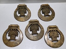 5 Solid Brass Door Pulls Antique With WHEATSHEAF Harvest Theme VERY RARE