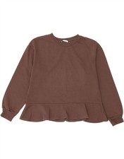 ZARA Womens Sweatshirt Jumper UK 16 Large Brown Polyester QU11