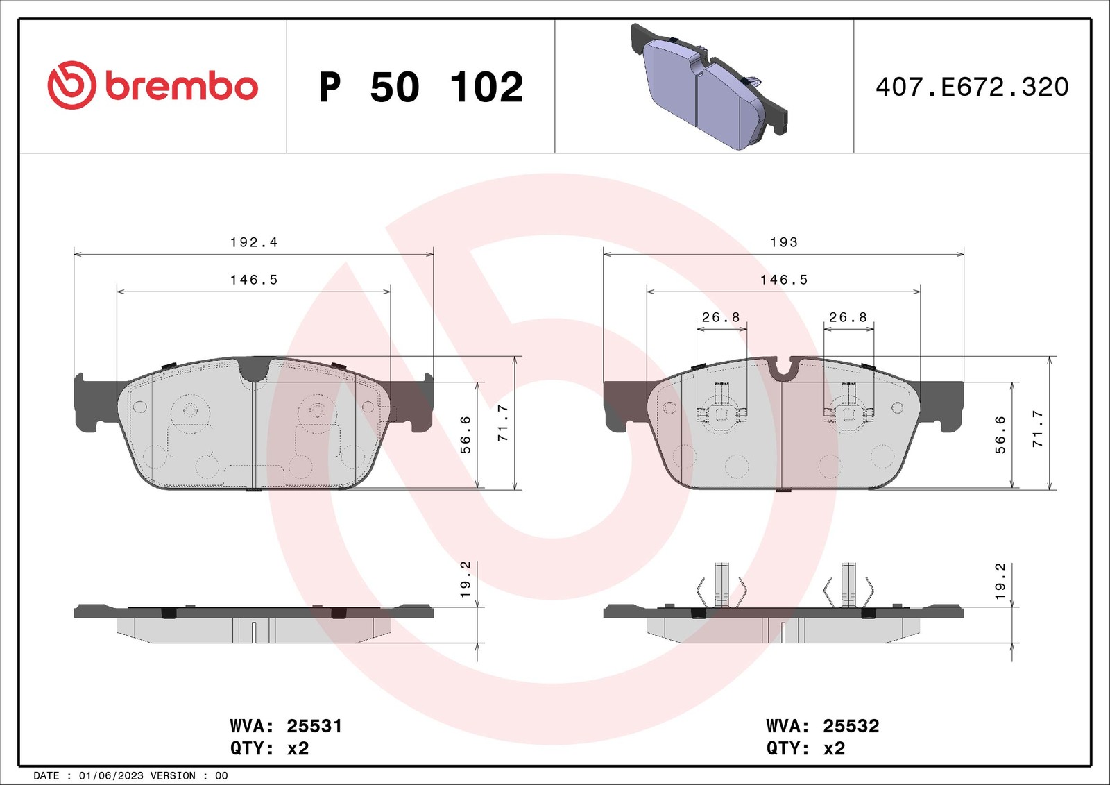 P 50 102 Disc Brake Brake Pad Set Front Fits Mercedes GLE Coupe Gl-Class Brembo - Image 37