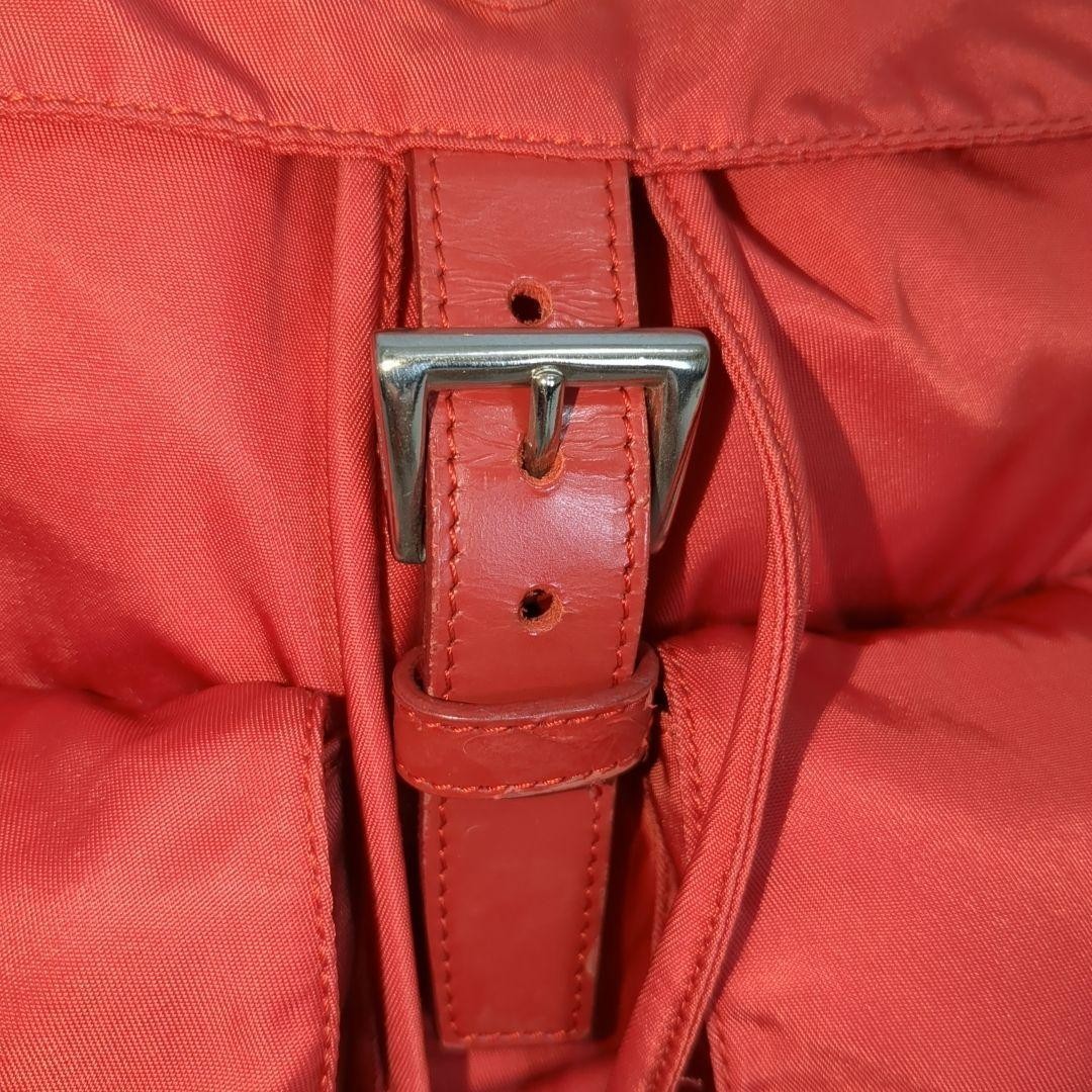 PRADA Backpack Red Testo Nylon Triangle Logo Leat… - image 3