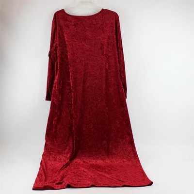 Vintage New Visions Women's L/XL Red Crushed Velvet Maxi Long Sleeve Dress  | eBay