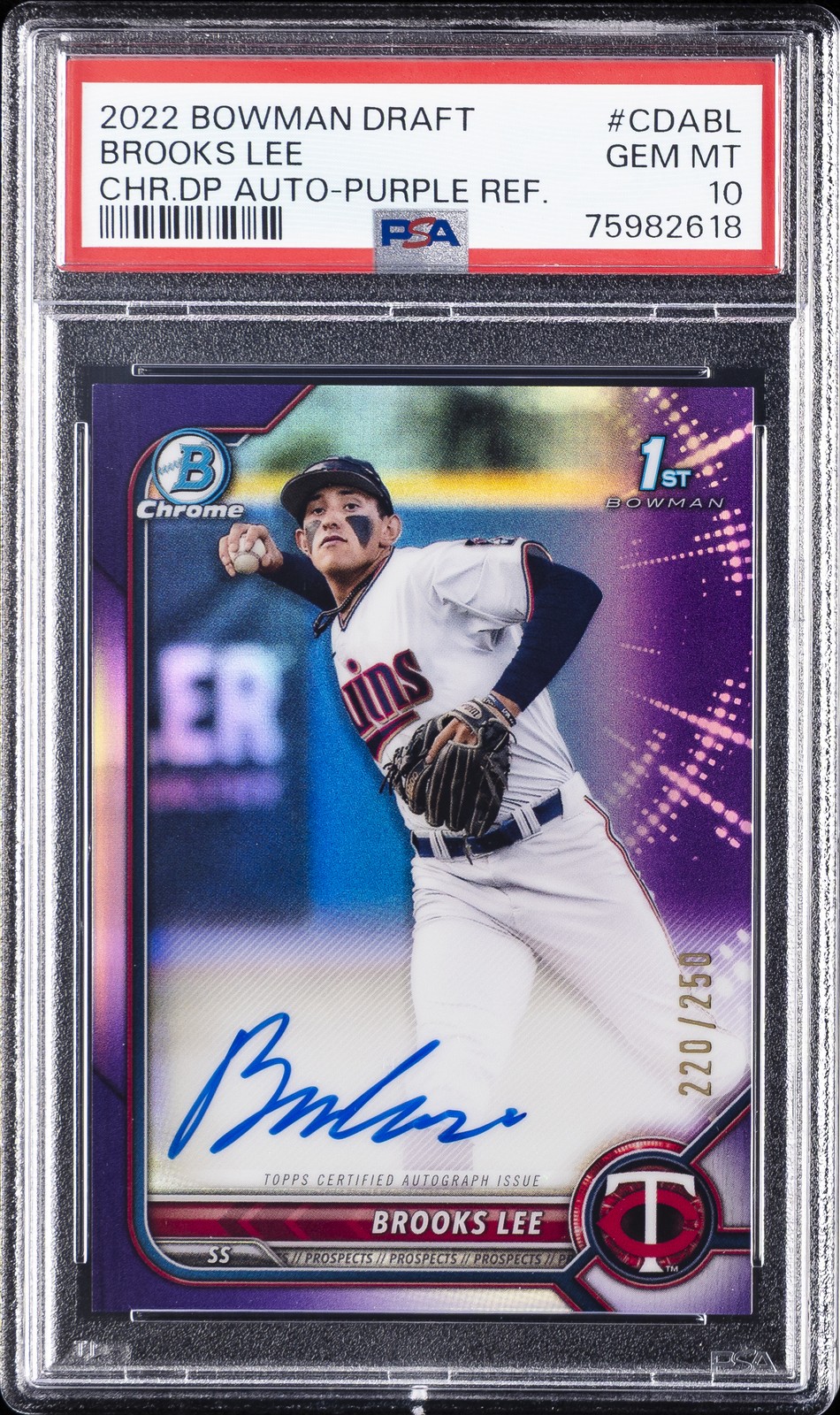 2022 BOWMAN DRAFT CHROME DP AUTOS #CDABL BROOKS LEE 220/250 PSA 10 AUTO