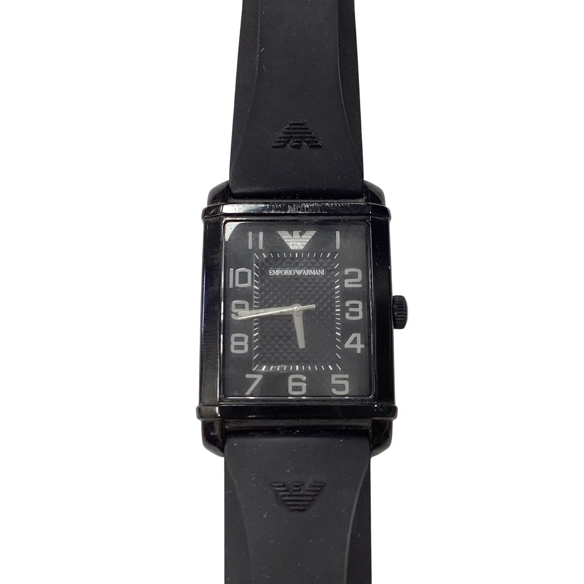 Emporio Armani Mens Watch Rectangular Silver Tone Black Leather New Battery ⌚ Emporio Armani AR60057 Automatic Watch ✨ Elegant  main image 2