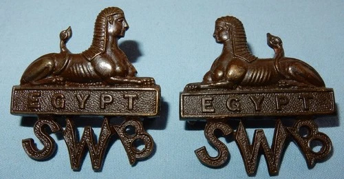 SUPERB WW1 SOUTH WALES BORDERERS OFFICERS COLLAR BADGE PAIR MILITARY GENUINE