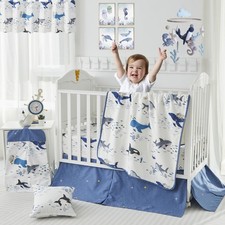 Crib Bedding Set for Boys Baby Nursery Bedding 100 Cotton Ocean Whale Print ...