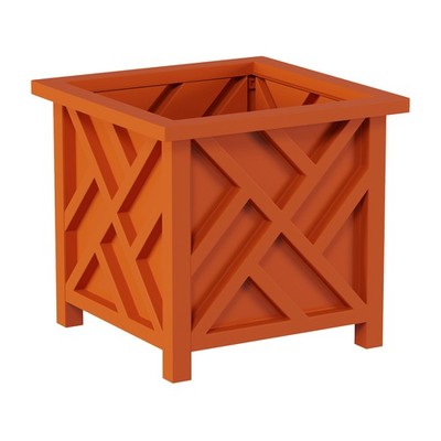 Square Lattice Garden Patio Planter Outdoor Flower Box Solid Bottom for Soil