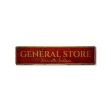 General Store, Custom Store Location - Rustic Distressed Wood Sign