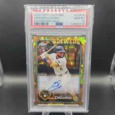 2024 Topps Chrome Sapphire Jackson Chourio RC Rookie Gold /50 Auto PSA 10
