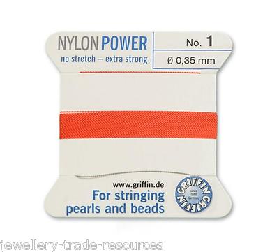 KORALLENROT NYLON POWER SEIDENFADEN 0,35mm SCHNURPERLEN & PERLEN GRIFFIN 1