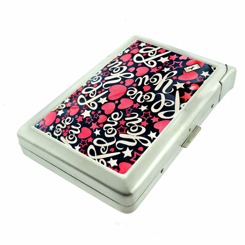 Love Em3 Cigarette Case with Built in Lighter Metal Wallet