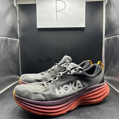 Hoka One One Bondi 8 Men's Sz 12.5 EE Gray Red Running Athletic