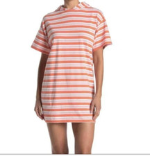 Nordstrom ABound  Hooded T-shirt Dress SMALL Coral PINK short sleeve