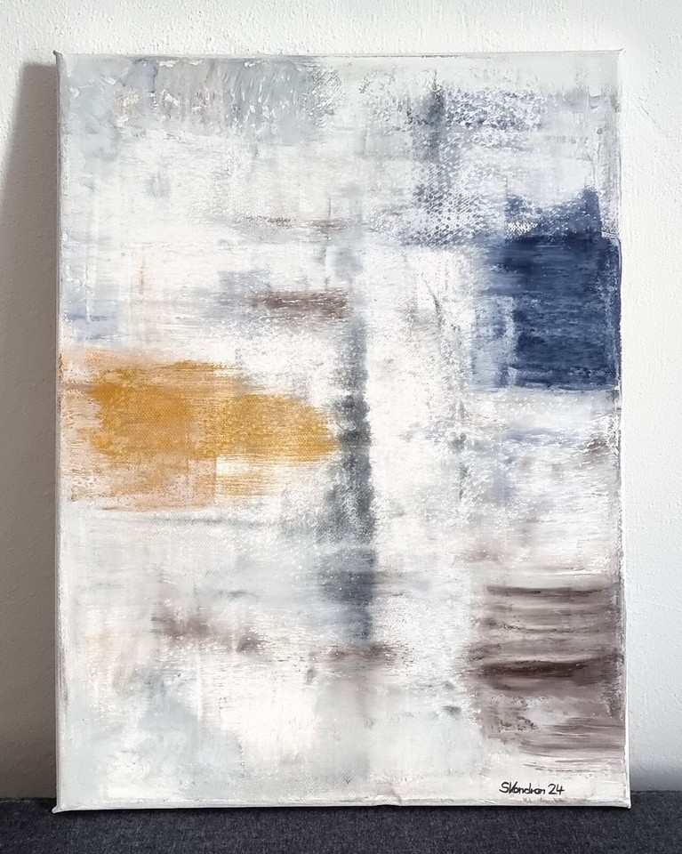 YS-Art Handgemaltes Acrylbild Auf Leinwand | Abstraktes Gemälde „Südquartier“ Mit Rahmen | Moderne Wandkunst Für Wohnzimmer & Schlafzimmer