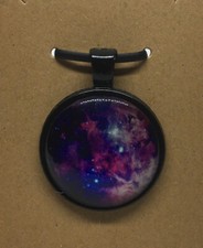 Galaxy Round Glass Dome Cabochons 1" Black Bezel Pendant New Free Ship 492