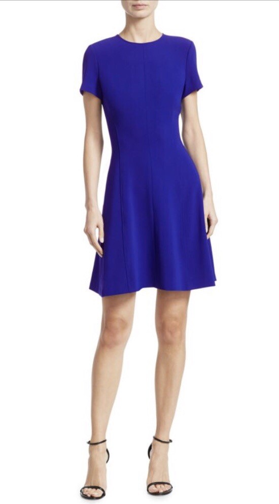 theory modern seamed dress NWT $365 Theory Modern Seamed Shift Dress in Cosmic Blue Admiral Crepe -  size 6!