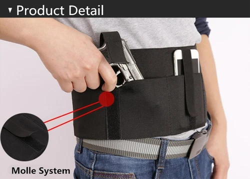 Tactical Pistol Holster Right Hand Gun Pouch Military Universal Belly Band Belt - Picture 9 of 11