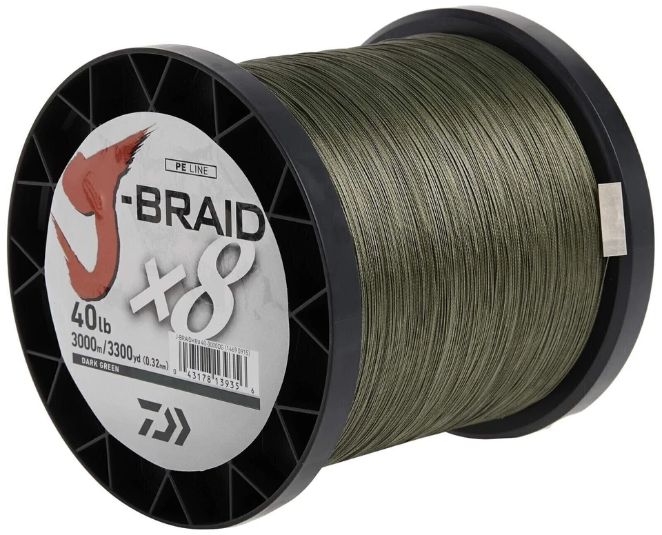 Daiwa J-BRAIDX8, a granel, verde oscuro, mono diámetro = 8 lb. Foto 4 de 4