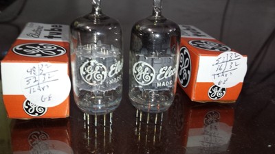 Matched Pair GE ECC83 12AX7  O Getter TUBE NO MICROPHONIC TV7 Tested