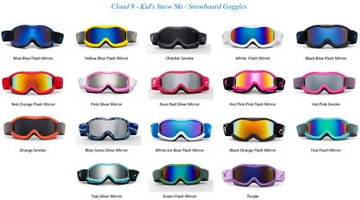 CLOUD 9 Kids Ski Goggles SnowBoard Youth Dual Lens Anti Fog UV Protection Carry Pouch
