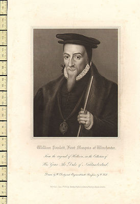 1825 GEORGIAN DATED PRINT ~ WILLIAM POWLETT FIRST MARQUIS OF WINCHESTER ...