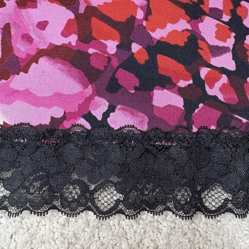 Fashion Bug Camisole Top Womens L Pink Animal Print Lace Trim Y2K - Picture 6 of 11