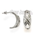 14k Solid White Gold X Design Earrings #E968 — photo 3