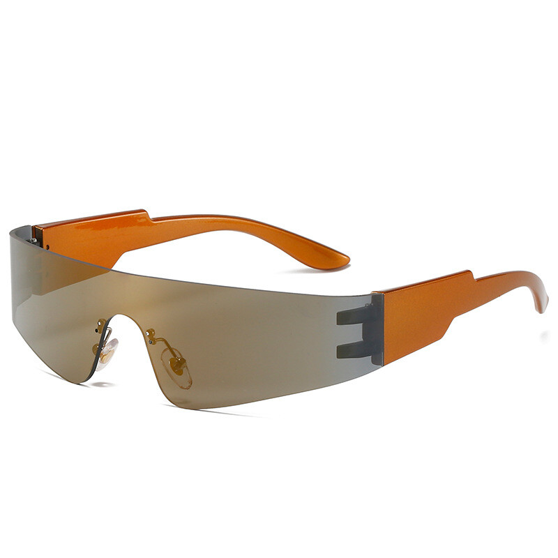 Trendy Rimless Futuristic Wrap Around Sunglasses Cyberpunk  display picture 1