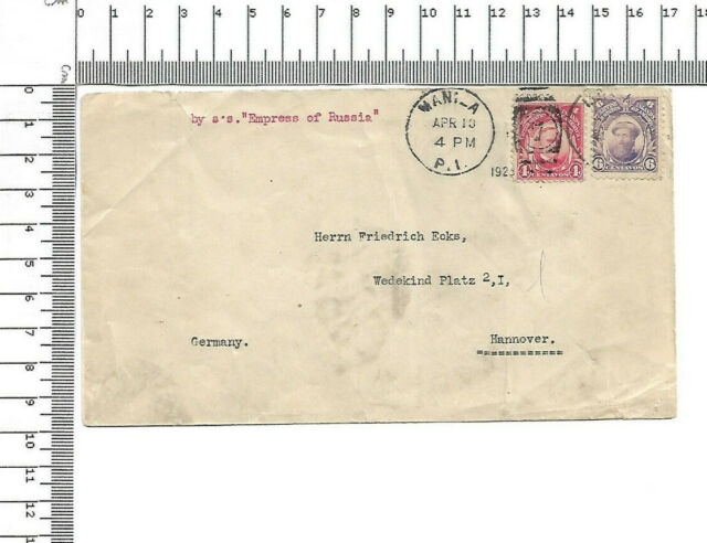 1923 Manila Philippines via SS Empress of Russia Germany Hannover oversea; 60679