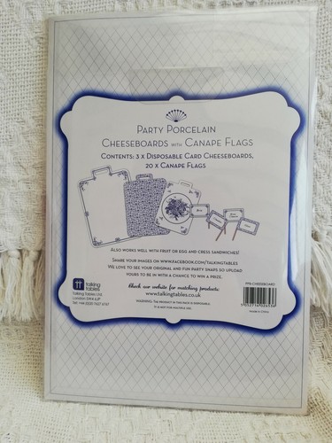 Talking Tables - 3 Porcelain Blue Paper Cheese Boards for a Dinner Party /Picnic - Picture 7 of 10