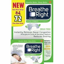 Breathe Right Extra Strength Nasal Strips 72 CLEAR Strips fresh dates 2026