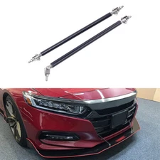New Black Adjustable Front Bumper Lip Splitter Spoiler Strut Rod Tie Support Bar