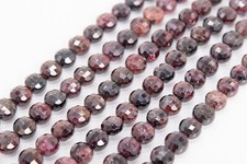 8x6MM Wine Red Garnet Faceted Flat Round Button A Genuine Natural Loose Beads