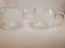 Vintage Nestle Nescafe Set of 2 World Globe Coffee Mugs Cups Frosted Map 1970's