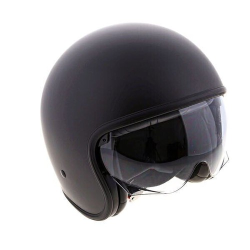 HJC V30 EINFACH MATT SCHWARZ FIBERGLAS OFFENES GESICHT RETRO MOTORRADHELM - Bild 3 von 4