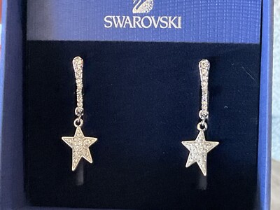 SWAROVSKI “Dancing Star” Dangling Pierced Earrings. Silver