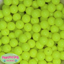 14mm Neon Yellow Acrylic Solid Bubblegum Beads Lot 20 pc. chunky gumball