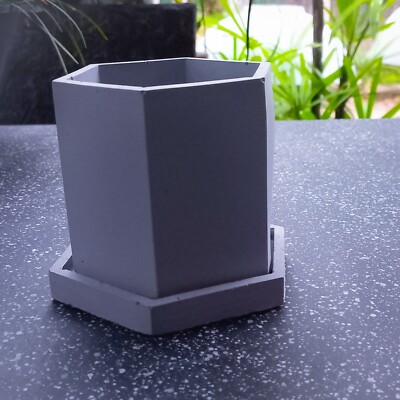 4inch Modern Grey Cement Indoor Plant  Pot Green Succulent, Cactus, Herb Planter