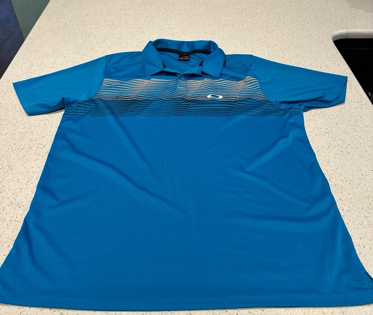 Oakley Polo Shirt Mens XL Blue Graphic Vintage Poly