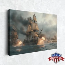 Smoke and Thunder on the Atlantic Wall Art, Canvas Print Poster for Home Decor