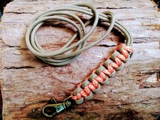 Handmade Light Brown/Orange Gundog whistle lanyard with bronzed clip. Shooting