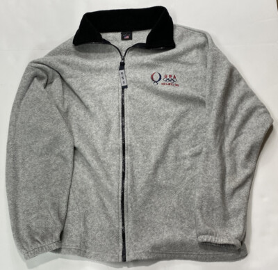 USA Olympic Bejing 2008 Mens Size L Fleece Zip Up Jacket Gray