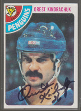 Autographed 78/79 Topps Orest Kindrachuk - Penguins