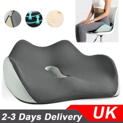 Seat Cushion For Back Pain Memory Foam Car Seat Office Chair Lumbar Support UK