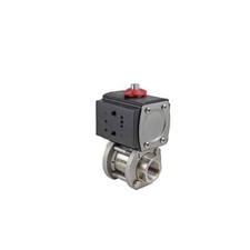 Gemini 1" NPT Stainless Steel DBL Acting Pneu Act 3-pc Ball Valve Viton Seal