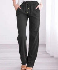 Pantalon Women's Black Drawstring-Waist Pocket Lounge Pants Size XL