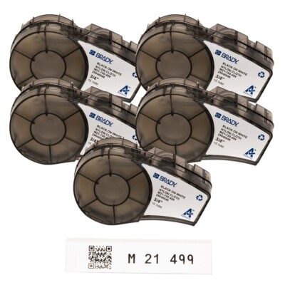 BDY 110895 M21-750-499 Nylon Cloth Label Cartridge, BLK/WHT, 5 pack, FREE SHIP