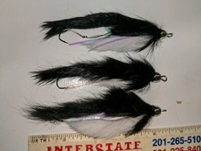 3 Each #2 Black And White Mega Dolly Llama trophy trout Alaska Salmon trout fly