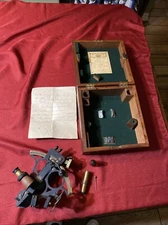 Antique 1944 Hughes & Sons Sextant NAVY HUSUN Maritime Ship Navigation w/ Paper